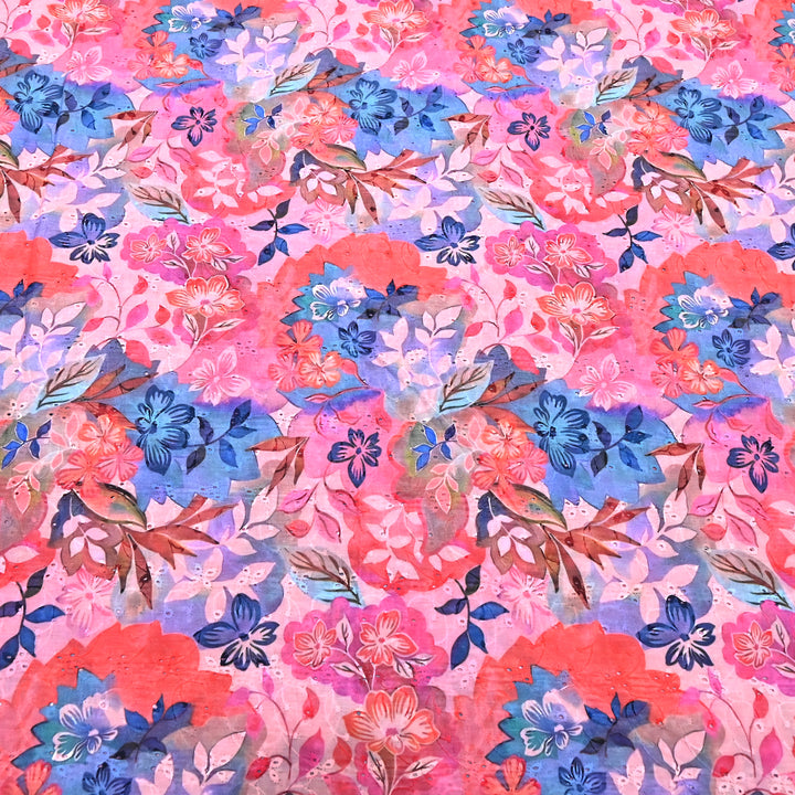 Cotton Chicken Digital Print Cutwork Embroidery Fabric - 001196-A8