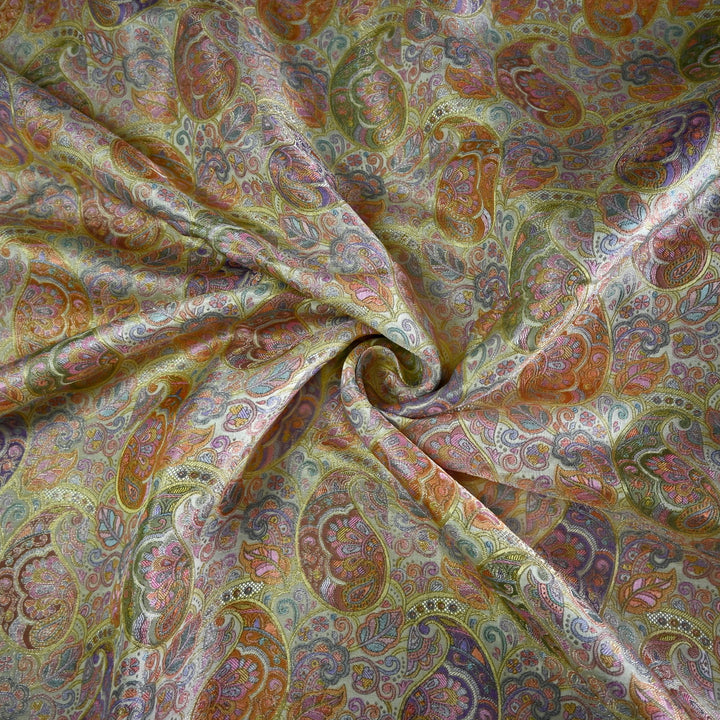 Dola Silk Position Print With Zari Jaquard Fabrics