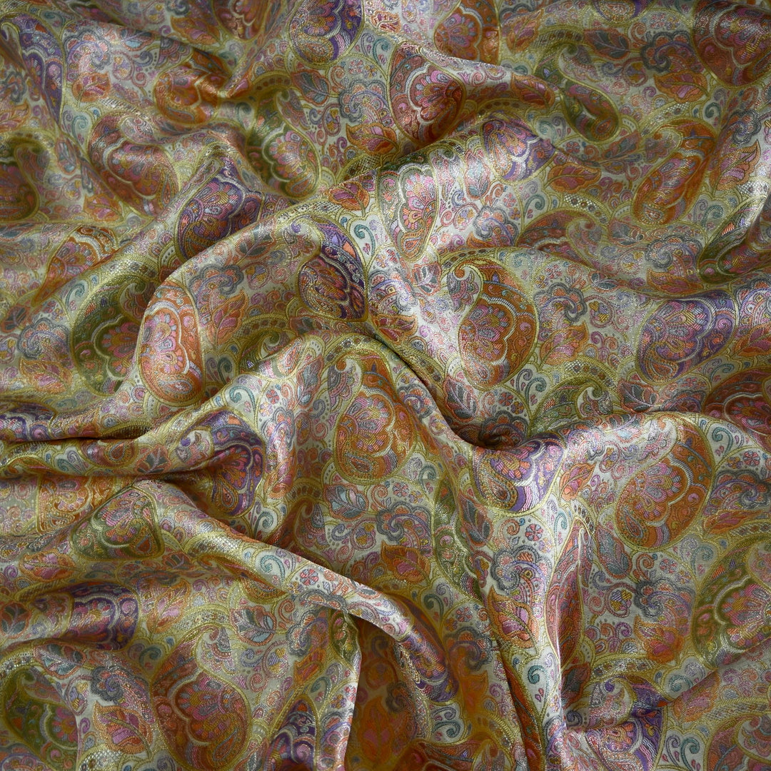 Dola Silk Position Print With Zari Jaquard Fabrics