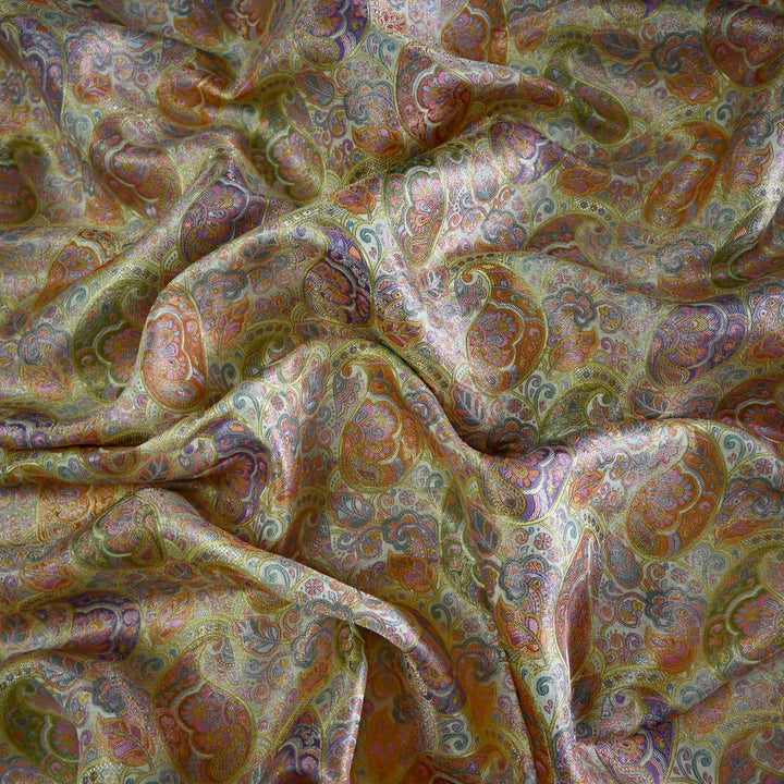 Dola Silk Position Print With Zari Jaquard Fabrics