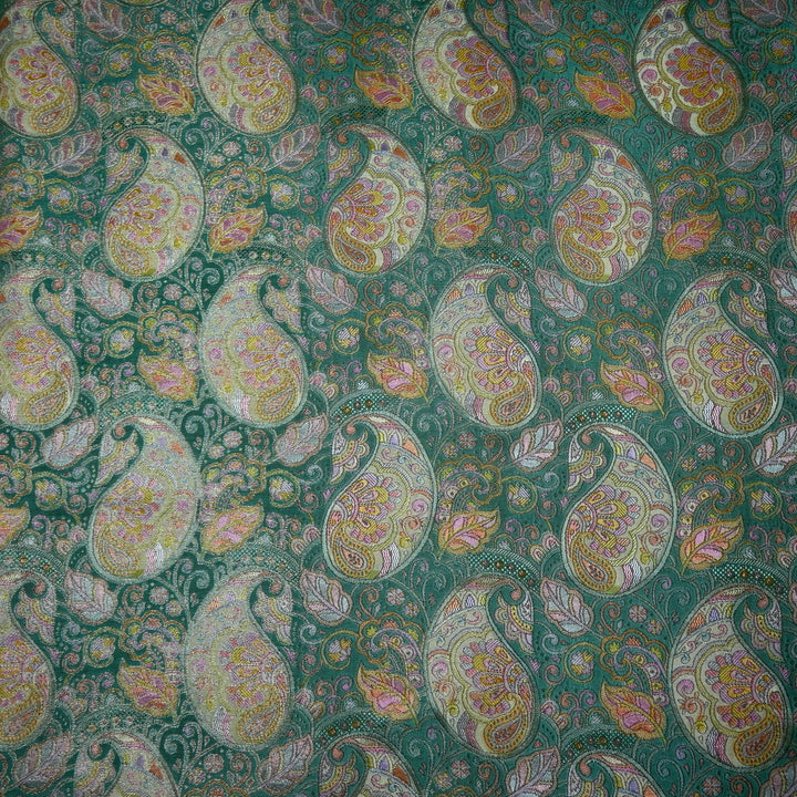 Dola Silk Position Print With Zari Jaquard Fabrics