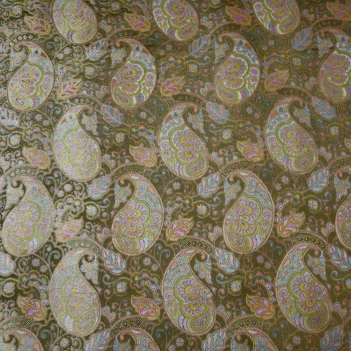 Dola Silk Position Print With Zari Jaquard Fabrics