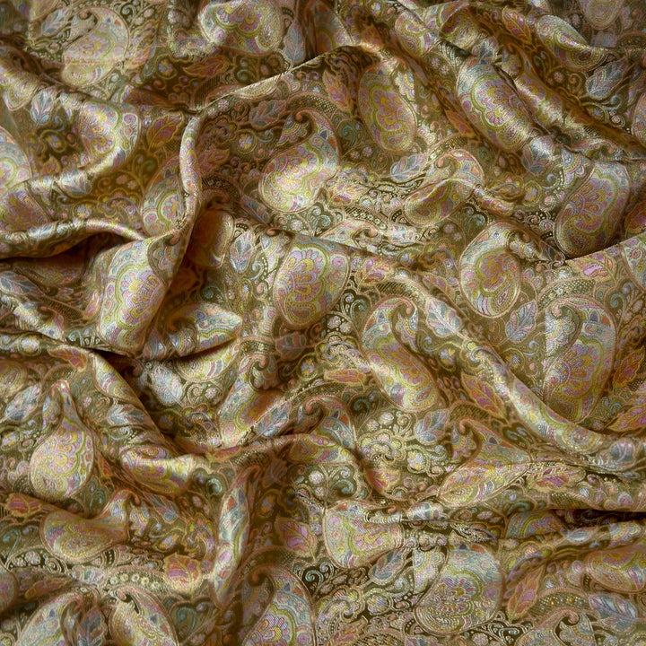 Dola Silk Position Print With Zari Jaquard Fabrics