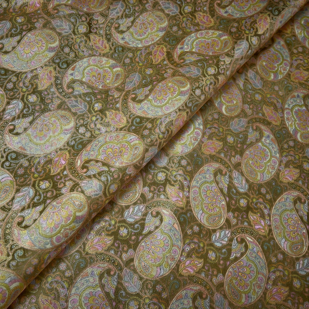 Dola Silk Position Print With Zari Jaquard Fabrics