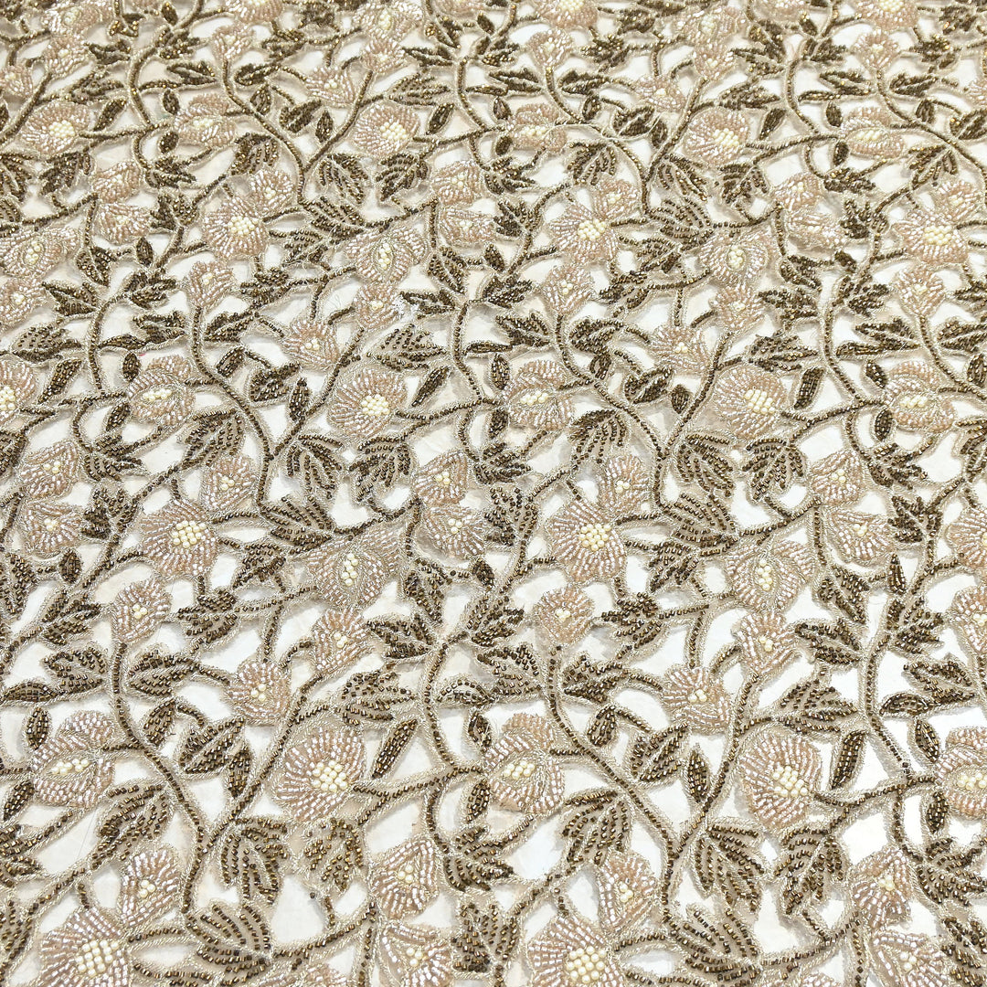 Dyed Net Cutwork Moti & Sequins Embroidery Fabric – Premium Designer Net Material| KF2805-2