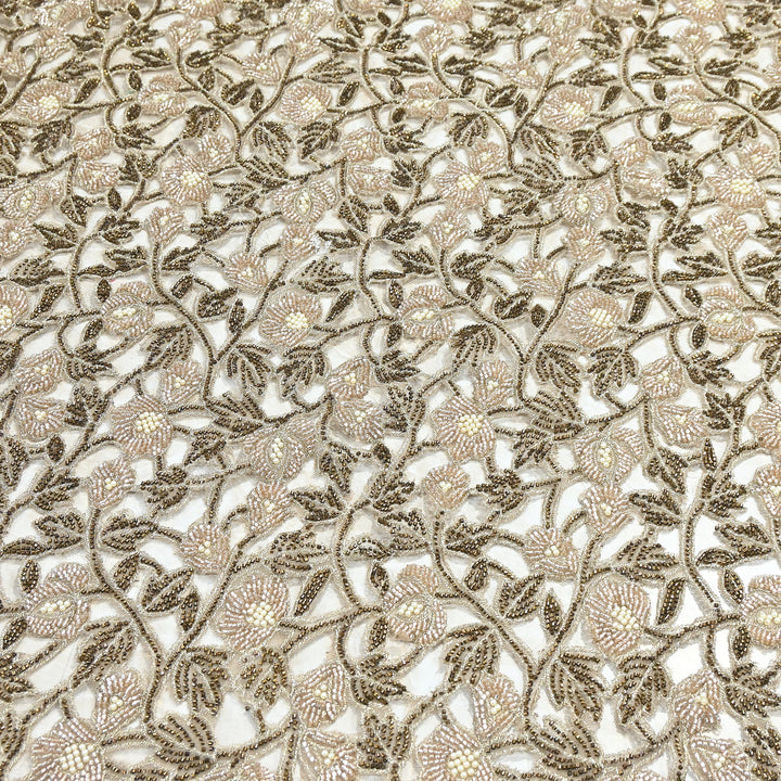 Dyed Net Cutwork Moti & Sequins Embroidery Fabric – Premium Designer Net Material| KF2805-2