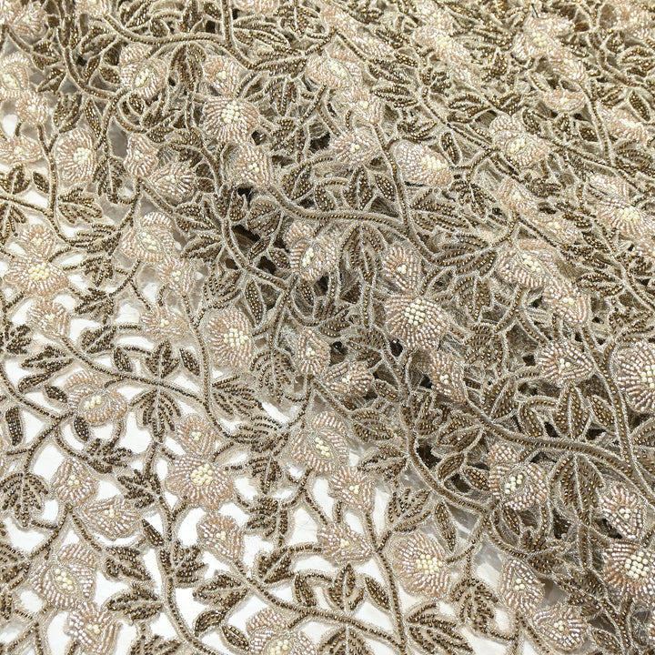 Dyed Net Cutwork Moti & Sequins Embroidery Fabric – Premium Designer Net Material| KF2805-2