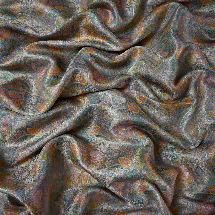 Dola Silk Position Print With Zari Jaquard Fabrics