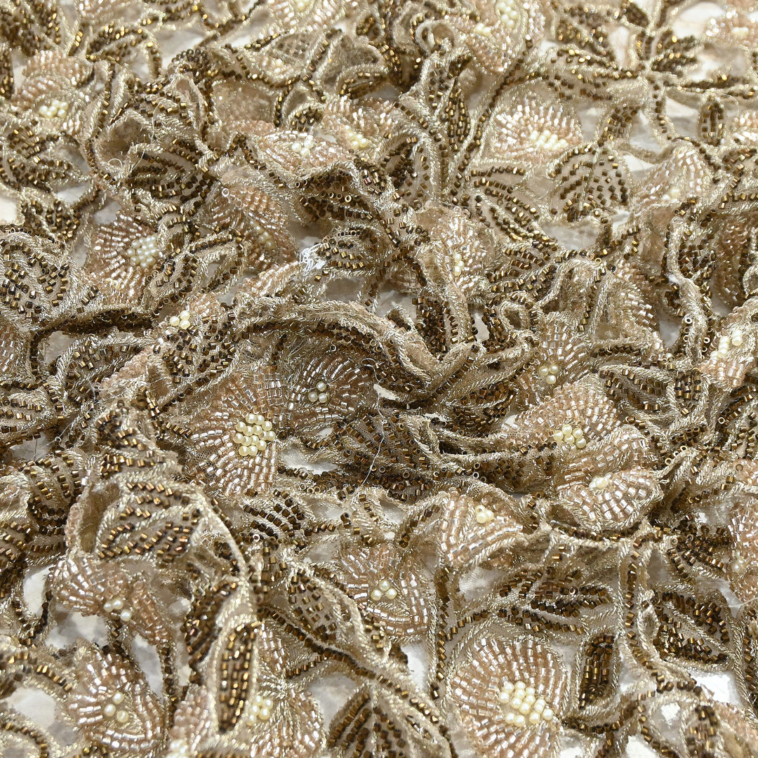 Dyed Net Cutwork Moti & Sequins Embroidery Fabric – Premium Designer Net Material| KF2805-2