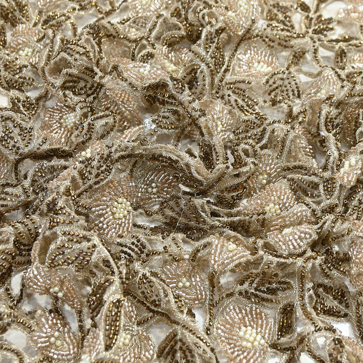 Dyed Net Cutwork Moti & Sequins Embroidery Fabric – Premium Designer Net Material| KF2805-2