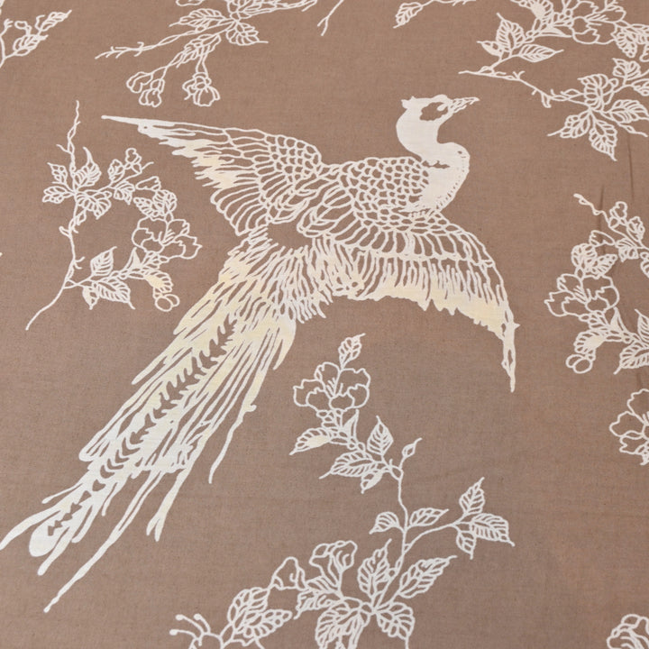 Muted Brown Color Cotton Discharge Print Fabric