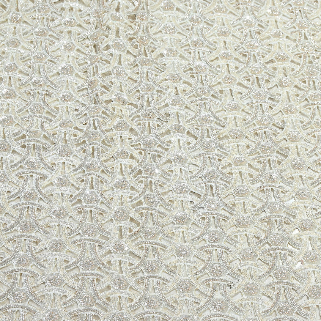 Dyed Net Moti Embroidery Fabric – Premium Designer Pearl Work Net Material | KF2834