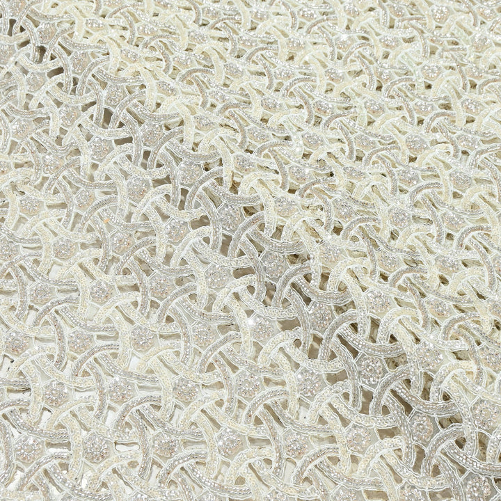 Dyed Net Moti Embroidery Fabric – Premium Designer Pearl Work Net Material | KF2834
