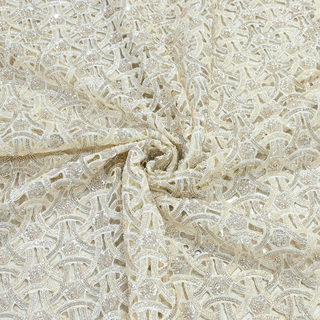 Dyed Net Moti Embroidery Fabric – Premium Designer Pearl Work Net Material | KF2834