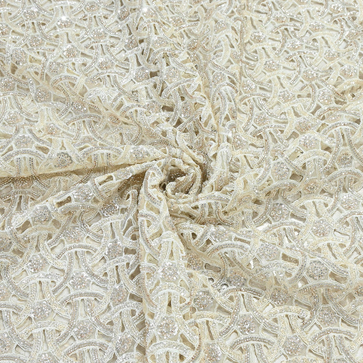 Dyed Net Moti Embroidery Fabric – Premium Designer Pearl Work Net Material | KF2834