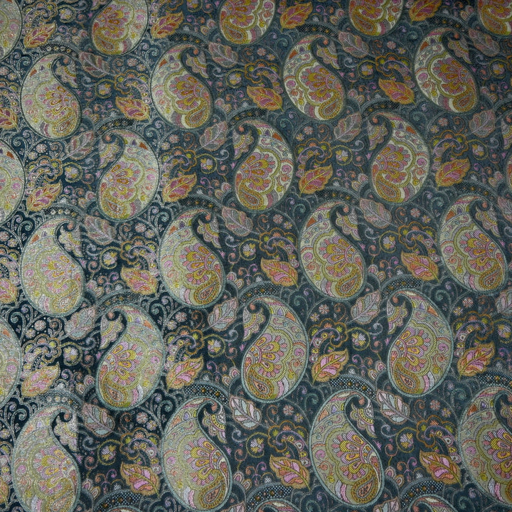 Dola Silk Position Print With Zari Jaquard Fabrics