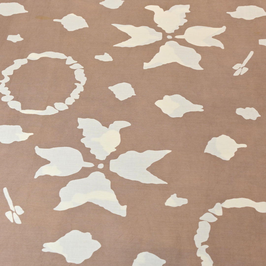 Muted Brown Color Cotton Discharge Print Fabric