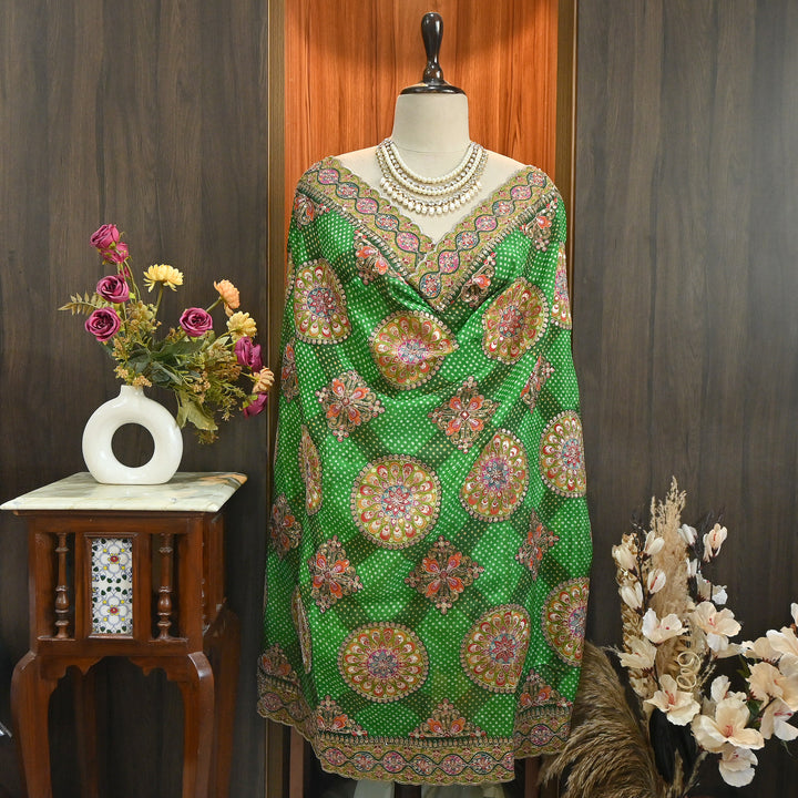 Premium Organza Bandhani Print Zari Embroidery Dupatta | Designer Ethnic Dupatta-RD7226-H3