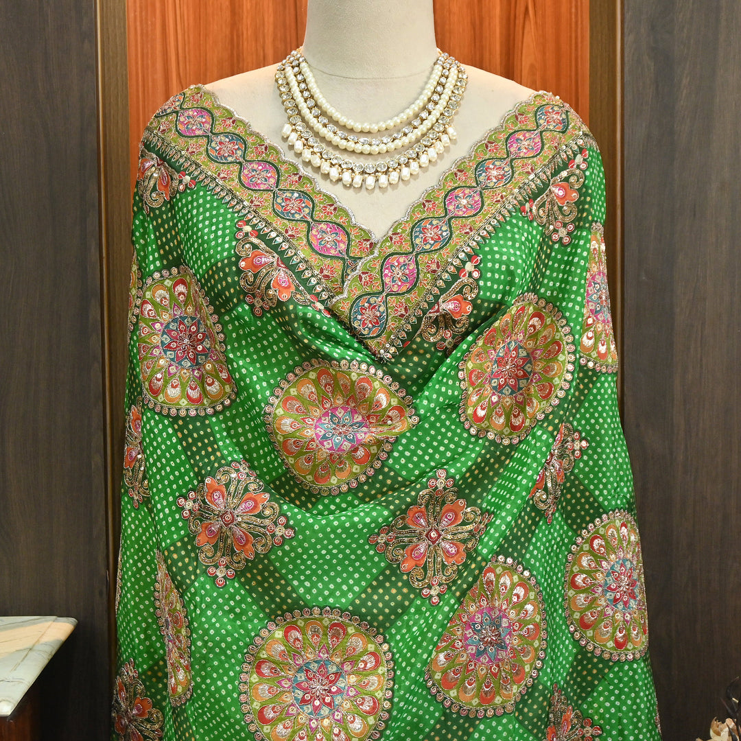Premium Organza Bandhani Print Zari Embroidery Dupatta | Designer Ethnic Dupatta-RD7226-H3