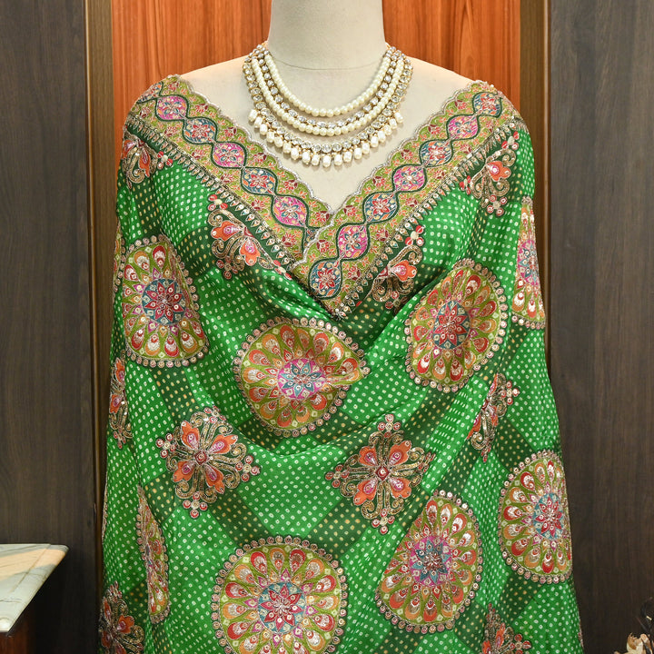 Premium Organza Bandhani Print Zari Embroidery Dupatta | Designer Ethnic Dupatta-RD7226-H3