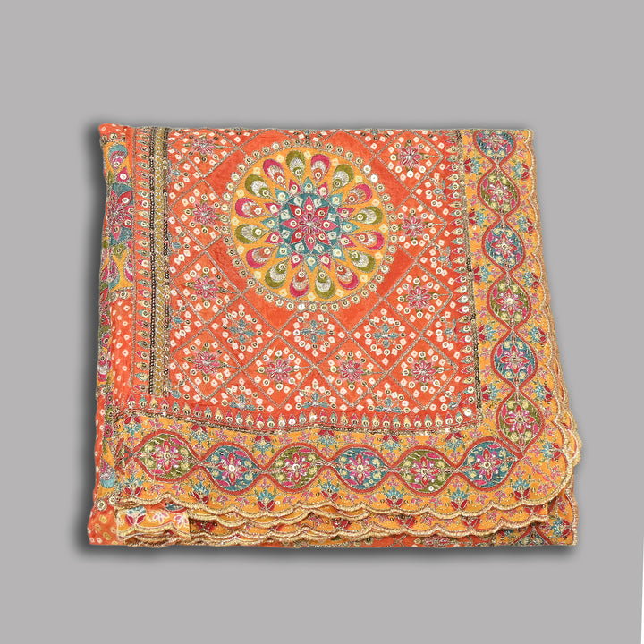 Premium Organza Bandhani Print Zari Embroidery Dupatta | Designer Ethnic Dupatta-RD7226-H