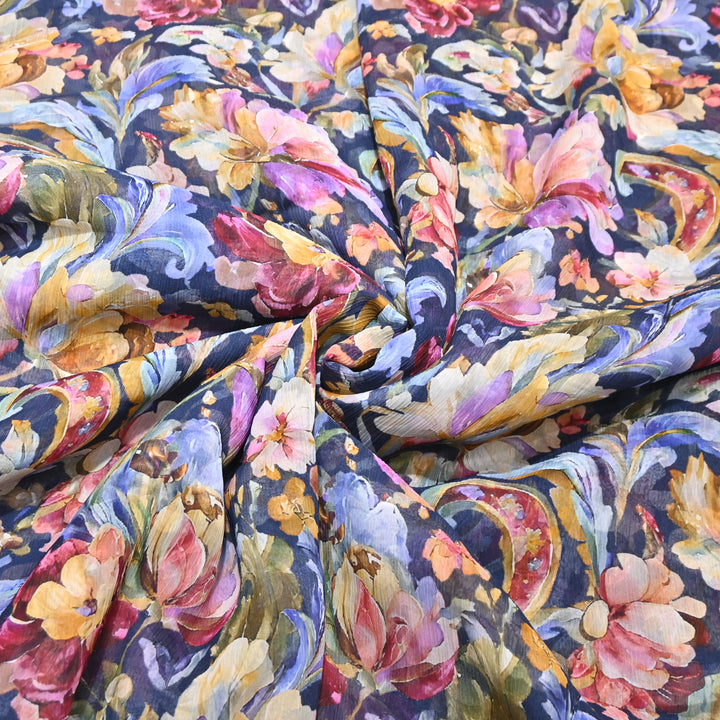 Chiffon Digital Print Fabric – Soft Flowing Designer Printed Fabric MT0012-09