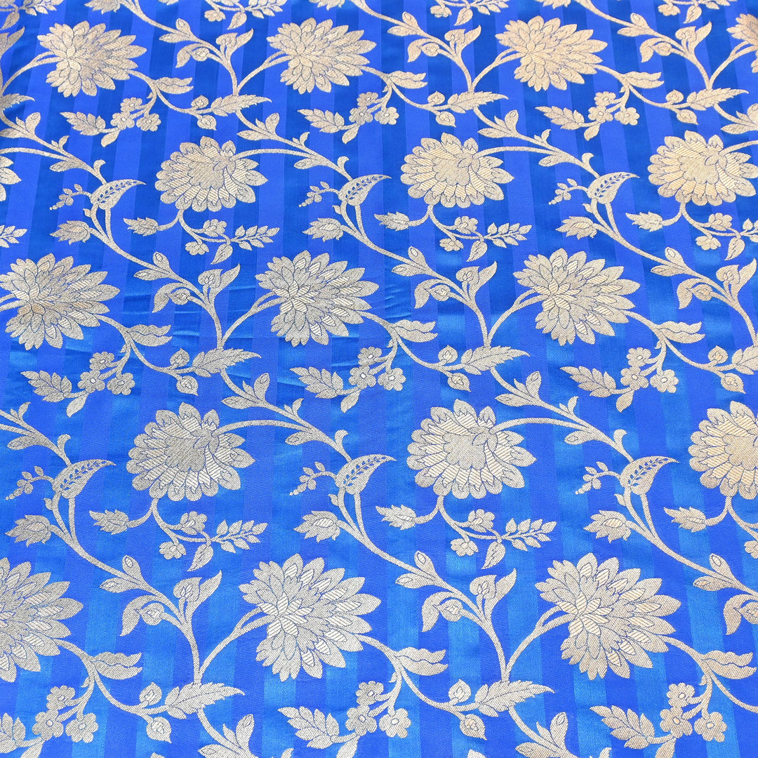Premium Satin Stripe Zari Brocade Fabric | Heavy Luxury Zari Woven Designer Fabric | WFC250-03