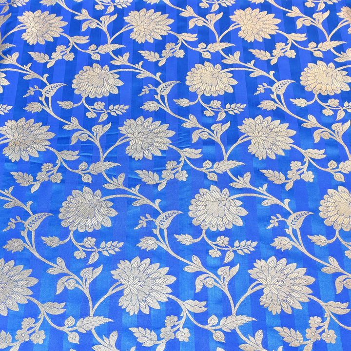 Premium Satin Stripe Zari Brocade Fabric | Heavy Luxury Zari Woven Designer Fabric | WFC250-03
