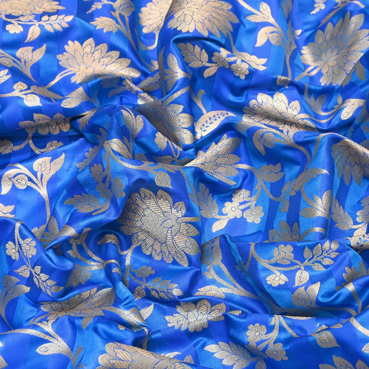 Premium Satin Stripe Zari Brocade Fabric | Heavy Luxury Zari Woven Designer Fabric | WFC250-03