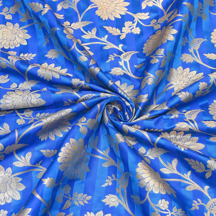 Premium Satin Stripe Zari Brocade Fabric | Heavy Luxury Zari Woven Designer Fabric | WFC250-03