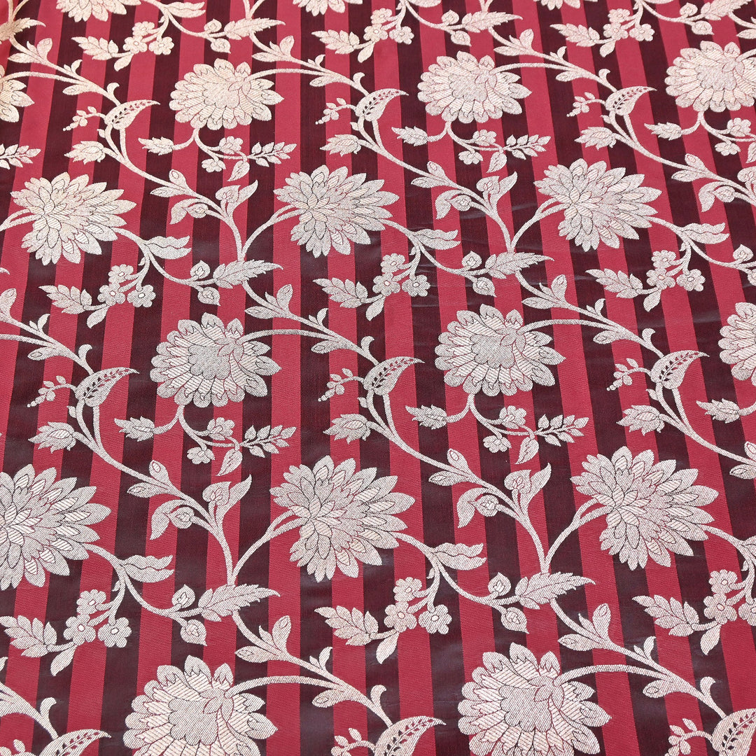 Premium Satin Stripe Zari Brocade Fabric | Heavy Luxury Zari Woven Designer Fabric | WFC250-05