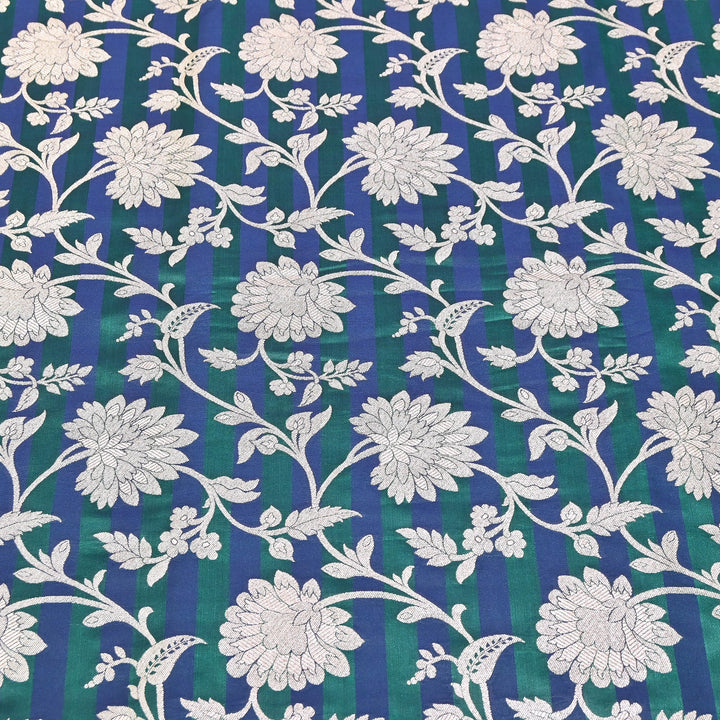 Premium Satin Stripe Zari Brocade Fabric | Heavy Luxury Zari Woven Designer Fabric | WFC250-06