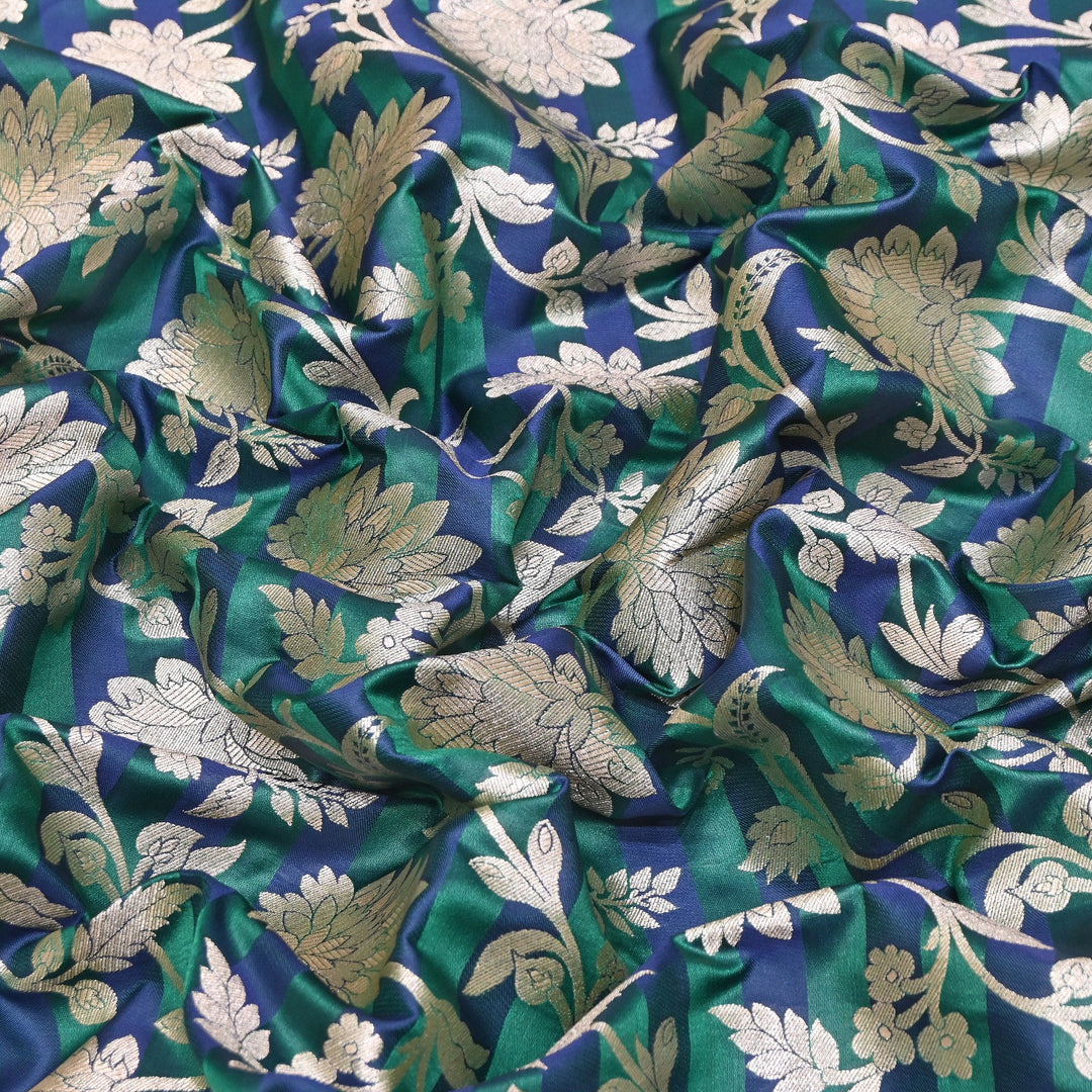 Premium Satin Stripe Zari Brocade Fabric | Heavy Luxury Zari Woven Designer Fabric | WFC250-06