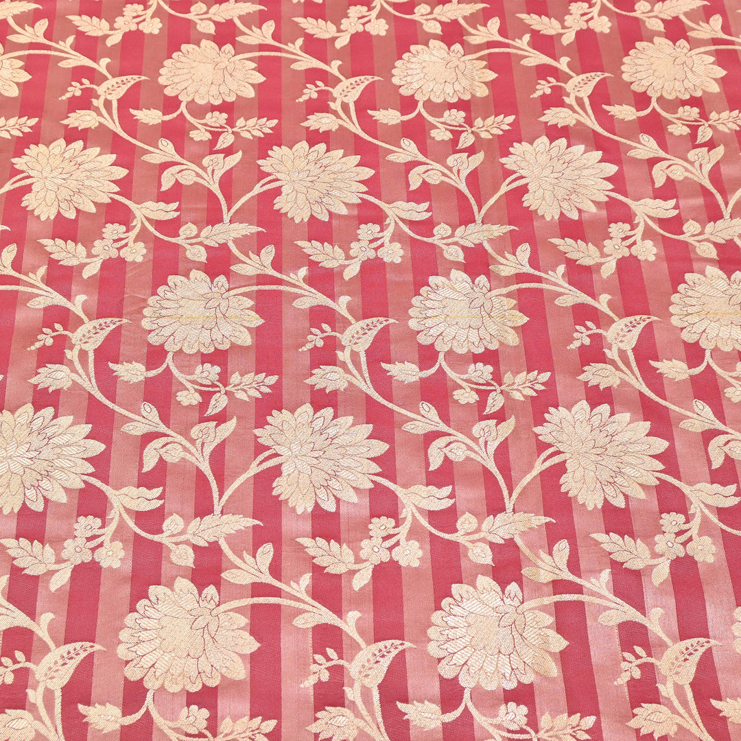 Premium Satin Stripe Zari Brocade Fabric | Heavy Luxury Zari Woven Designer Fabric | WFC250-07