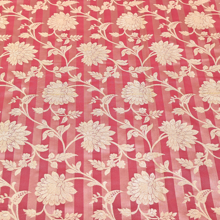 Premium Satin Stripe Zari Brocade Fabric | Heavy Luxury Zari Woven Designer Fabric | WFC250-07
