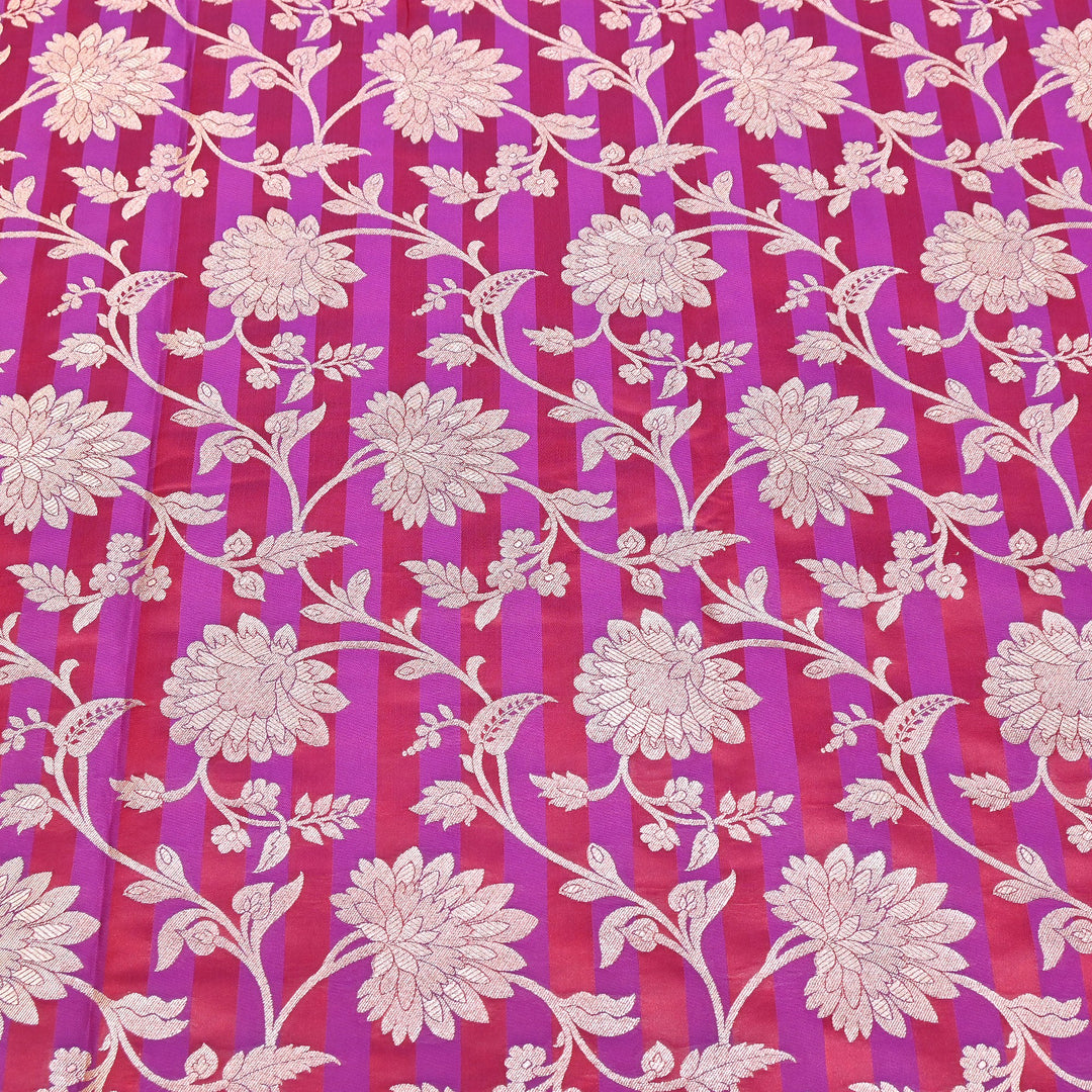 Premium Satin Stripe Zari Brocade Fabric | Heavy Luxury Zari Woven Designer Fabric | WFC250-08