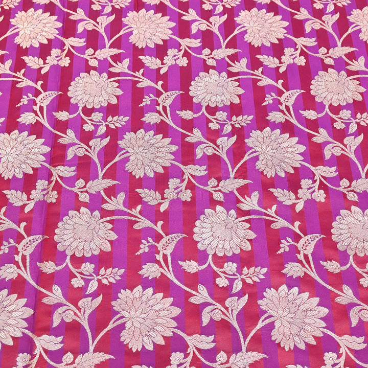 Premium Satin Stripe Zari Brocade Fabric | Heavy Luxury Zari Woven Designer Fabric | WFC250-08