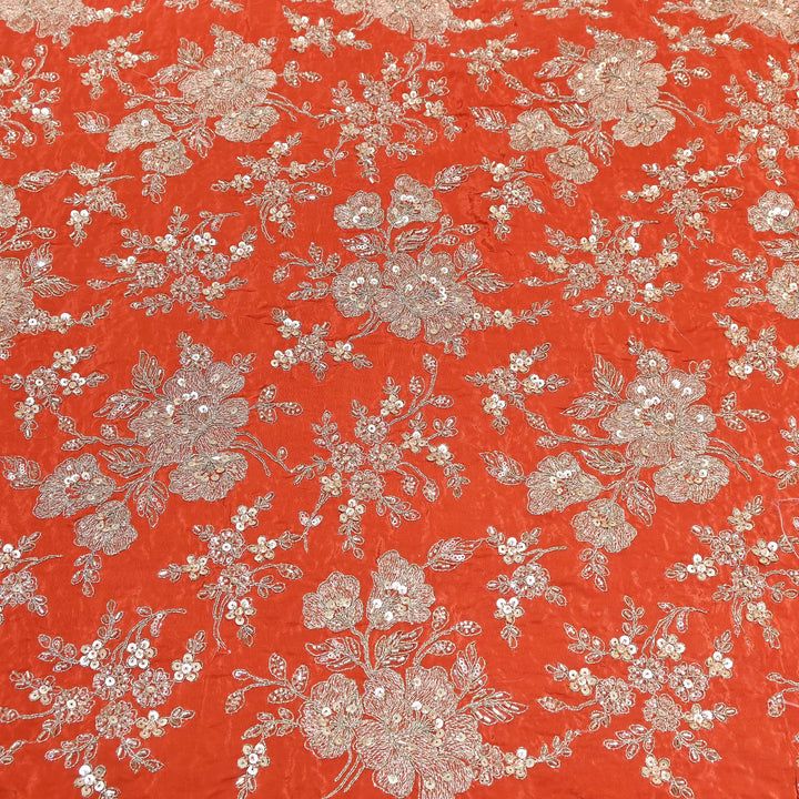 Premium Crepe Zari, Moti & Sequins Embroidery Fabric | Designer Fabric | V2715C-01