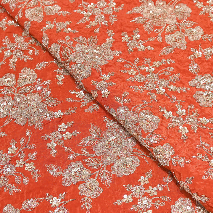 Premium Crepe Zari, Moti & Sequins Embroidery Fabric | Designer Fabric | V2715C-01