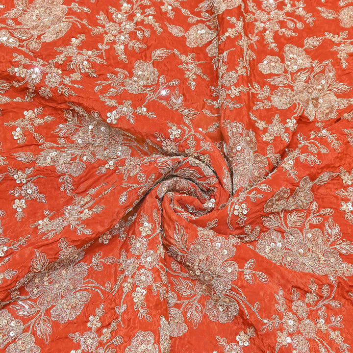 Premium Crepe Zari, Moti & Sequins Embroidery Fabric | Designer Fabric | V2715C-01