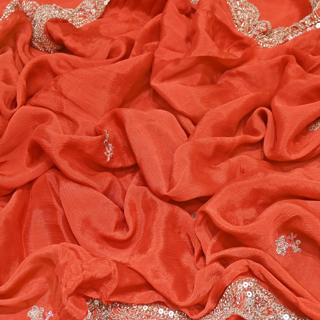 Premium Chinon Zari, Moti & Sequin Embroidery Dupatta Fabric | V2746C-01