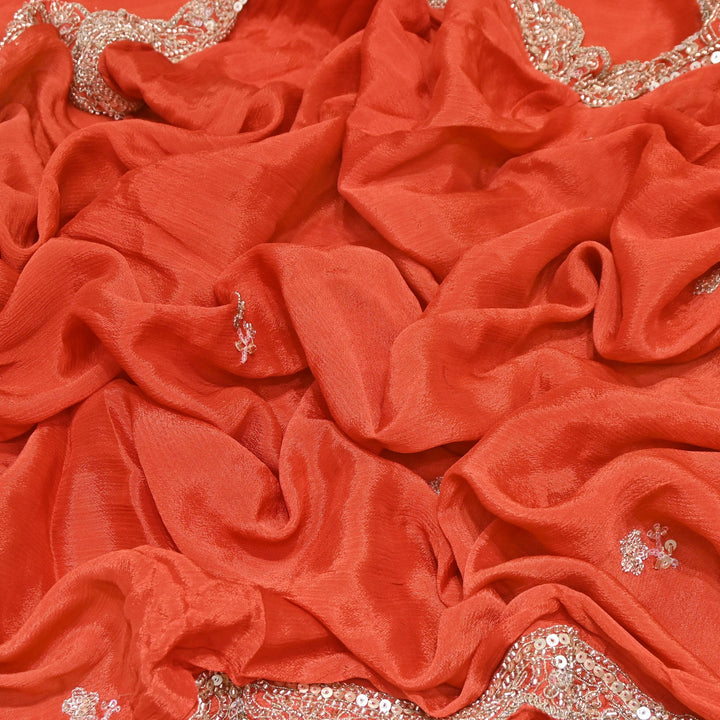 Premium Chinon Zari, Moti & Sequin Embroidery Dupatta Fabric | V2746C-01
