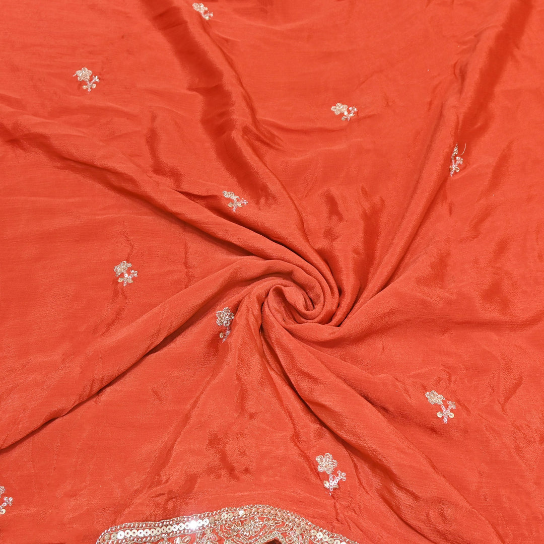 Premium Chinon Zari, Moti & Sequin Embroidery Dupatta Fabric | V2746C-01