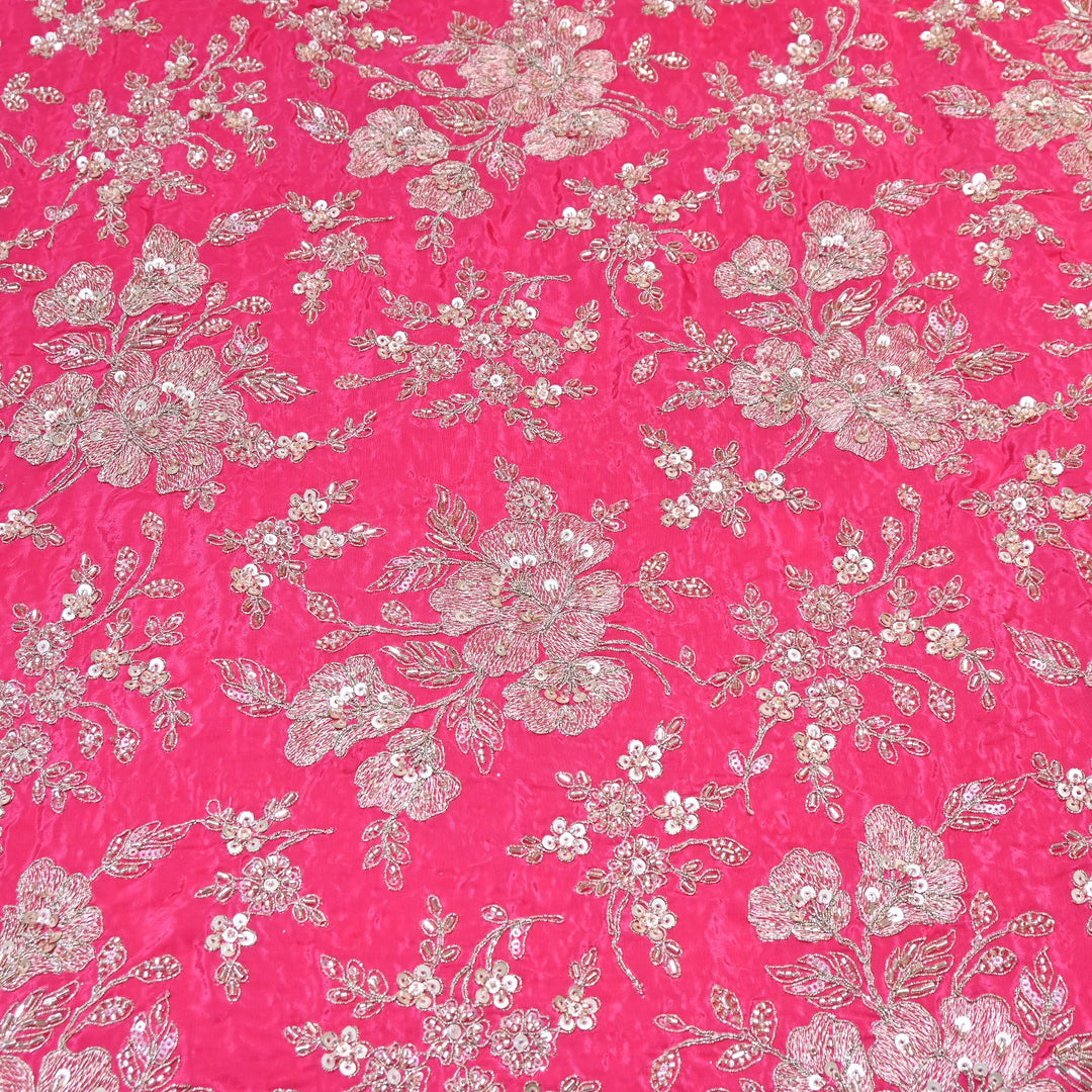 Premium Crepe Zari, Moti & Sequins Embroidery Fabric | Designer Fabric | V2715C-02