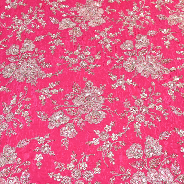 Premium Crepe Zari, Moti & Sequins Embroidery Fabric | Designer Fabric | V2715C-02