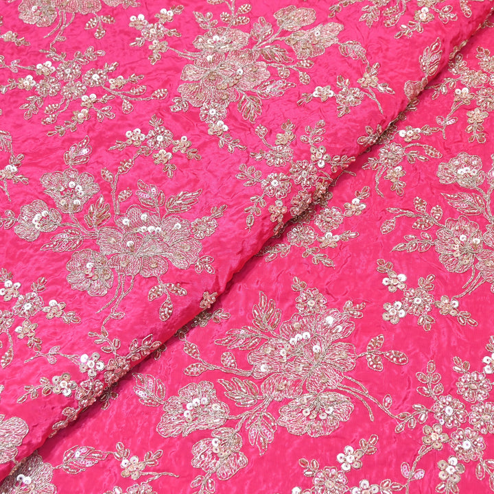 Premium Crepe Zari, Moti & Sequins Embroidery Fabric | Designer Fabric | V2715C-02