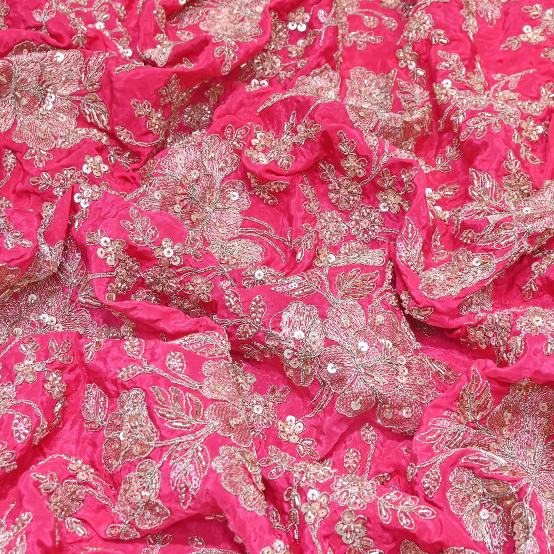 Premium Crepe Zari, Moti & Sequins Embroidery Fabric | Designer Fabric | V2715C-02