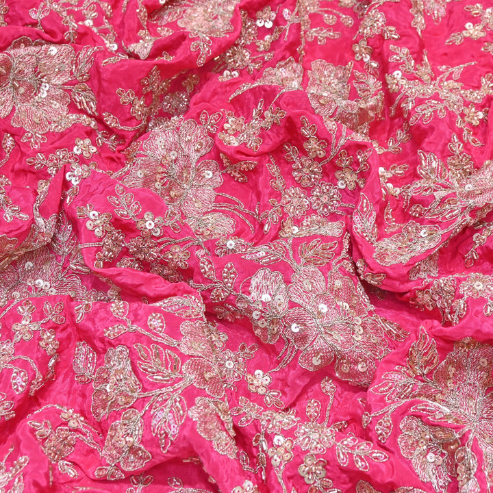 Premium Crepe Zari, Moti & Sequins Embroidery Fabric | Designer Fabric | V2715C-02