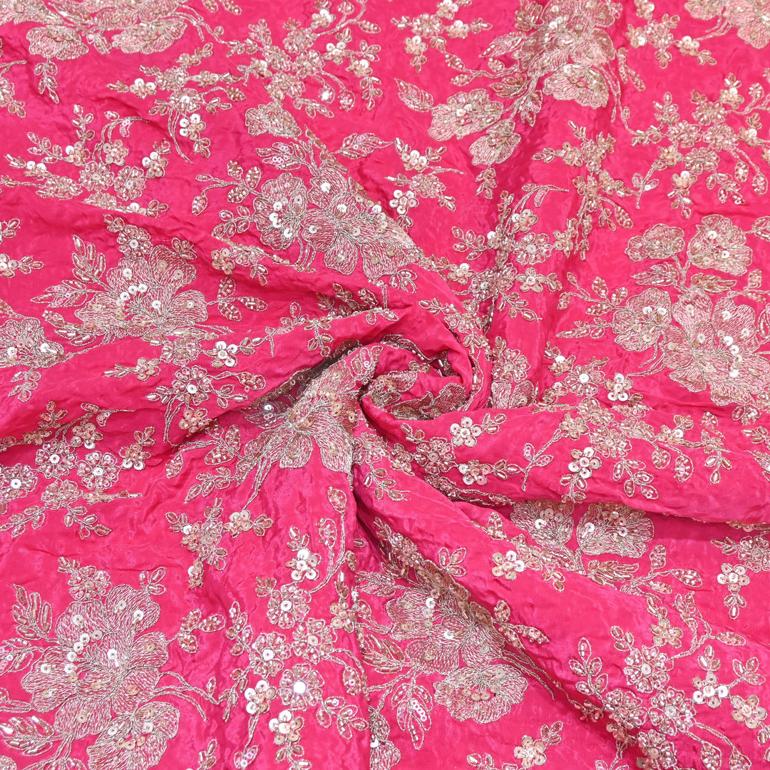 Premium Crepe Zari, Moti & Sequins Embroidery Fabric | Designer Fabric | V2715C-02