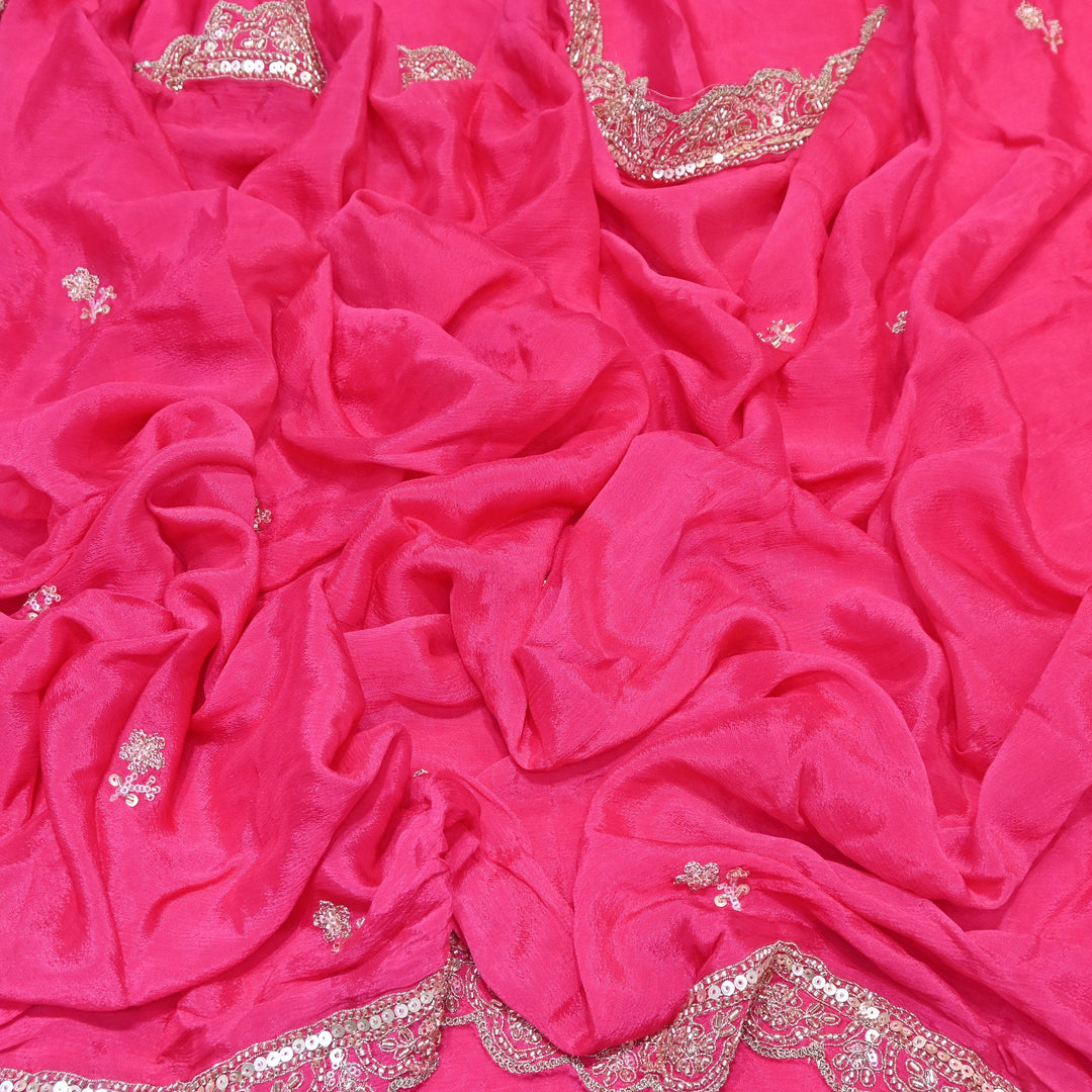 Premium Chinon Zari, Moti & Sequin Embroidery Dupatta Fabric | V2746C-02